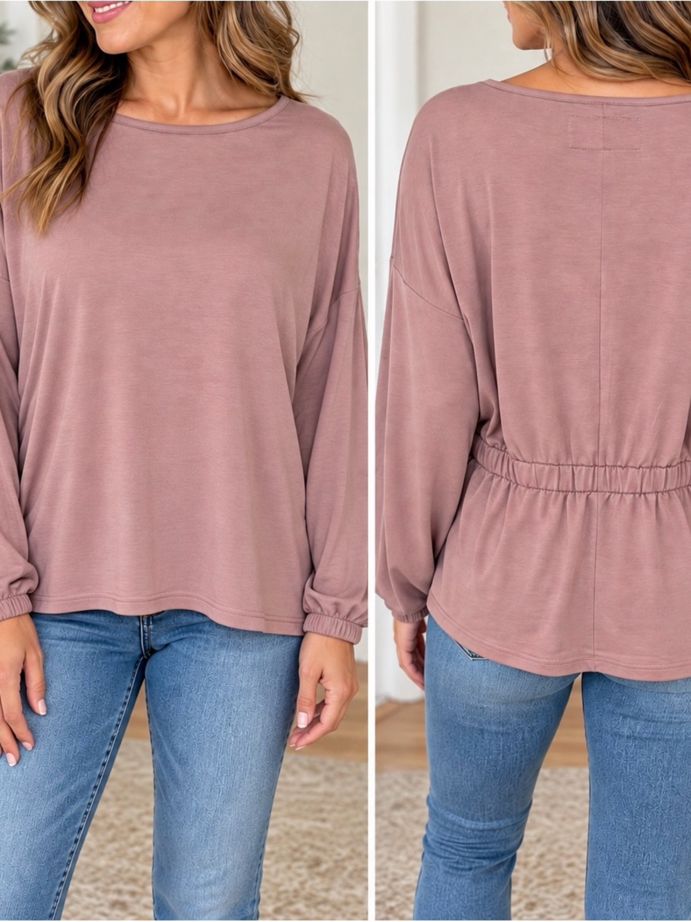 The Sweatshirt Project Oversized Crewneck Top - Mauve Pink-Medium NWOT
